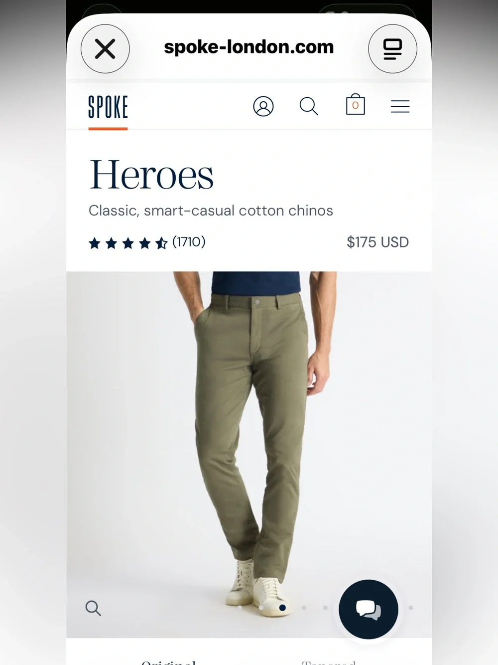 SPOKE Heroes Men’s Olive Green Chino Pants W32 L31 Build A Stretch Slim Tapered